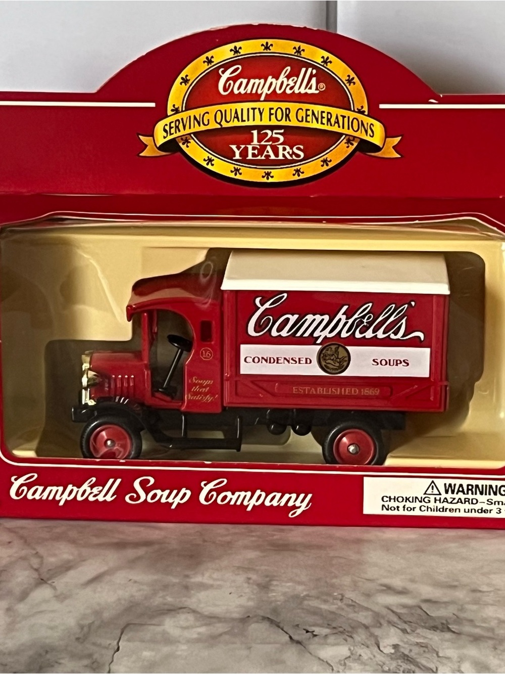 Vintage Campbell's Red Delivery Truck Toy with White Accents